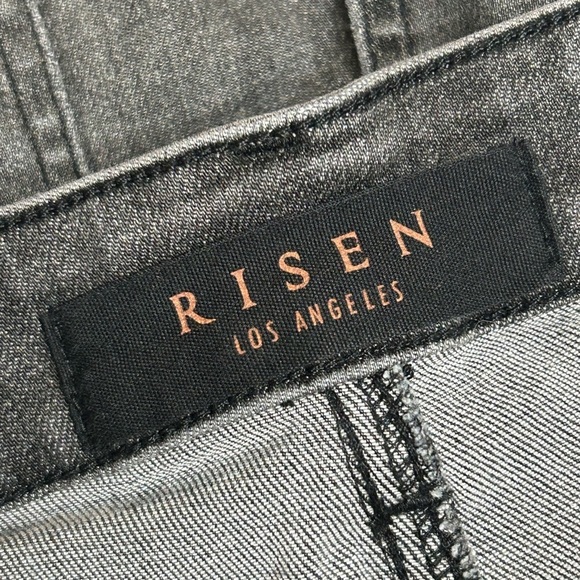 Risen High Rise Straight Leg Distressed Raw Hem Jeans - Picture 5 of 10